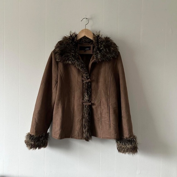 Vintage y2k Brown Faux Suede, Fur Interior Jacket - Picture 7 of 8